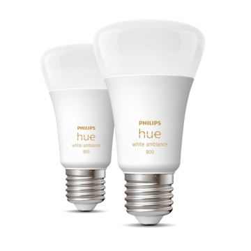 SET 2x Dimbare LED Lamp Philips Hue WHITE AMBIANCE E27/6W/230V 2200-6500K