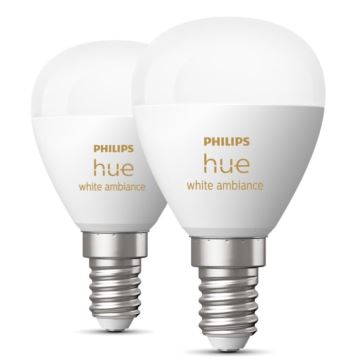 SET 2x Dimbare LED Lamp Philips Hue WHITE AMBIANCE P45 E14/5,1W/230V 2200-6500K