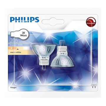 SET 2x Heavy-duty Lamp Philips HALOGEN GU4/20W/12V 3000K