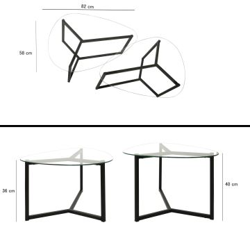 SET 2x Koffie Tafel BELLISIMO zwart/doorzichtig