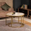 SET 2x Koffie Tafel TAMBUR goud/beige