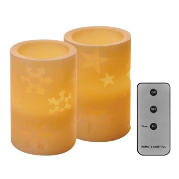 SET 2x LED kerstversiering 2xLED/2x2AA + afstandsbediening