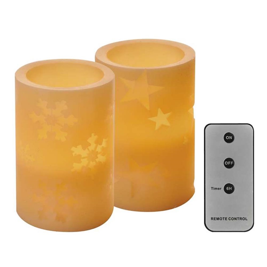 SET 2x LED kerstversiering 2xLED/2x2AA + afstandsbediening