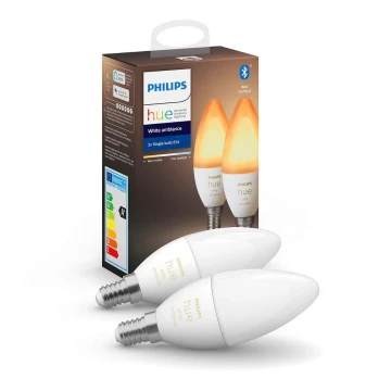 SET 2x LED Lamp dimbaar Philips Hue WHITE AMBIANCE B39 E14 / 4W / 230V 2200K - 6500K