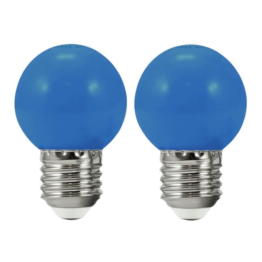 SET 2x LED Lamp PARTY E27/0,5W/36V blauw