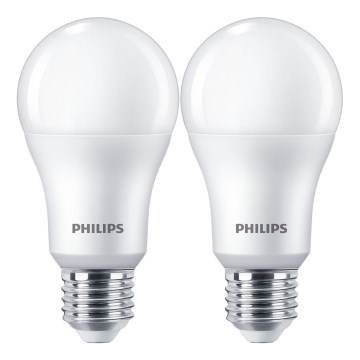 SET 2x LED Lamp Philips A67 E27/13W/230V 4000K