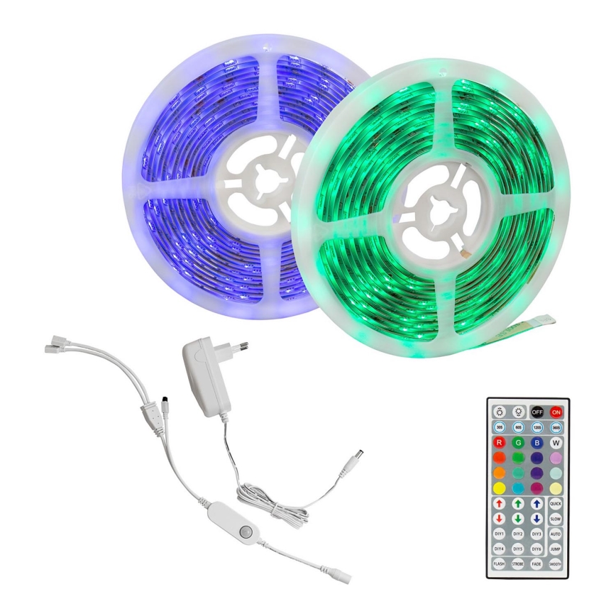 SET 2x LED RGBW Dimbare strip met een sensor LED/13W/230V 5m + afstandsbediening