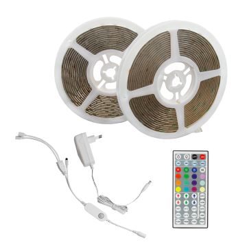 SET 2x LED RGBW Dimbare strip met een sensor LED/13W/230V 5m + afstandsbediening