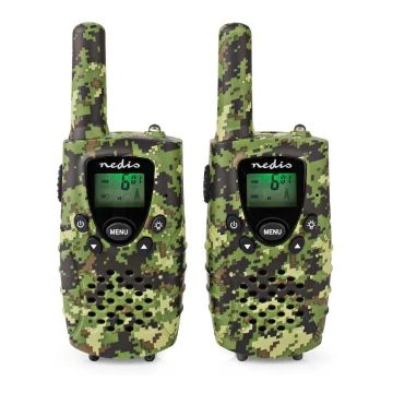 SET 2x Walkietalkie met LED-verlichting 3xAAA bereik 8 km camouflage