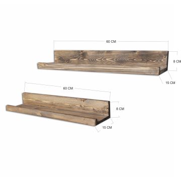 SET 2x Wandplank 8x60 cm vurenhout