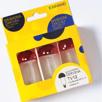 SET 3 x Reservelamp MUSHROOM E10/20V/0,1A rood gemaakt in Europa