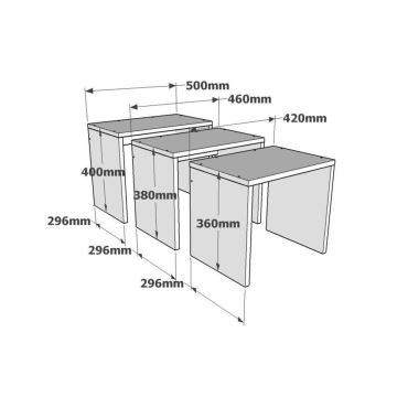 SET 3x Bijzettafel GUL bruin/wit/grijs