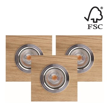 SET 3x LED Hang plafondverlichting VITAR 1xGU10/5W/230V eiken – FSC gecertificeerd