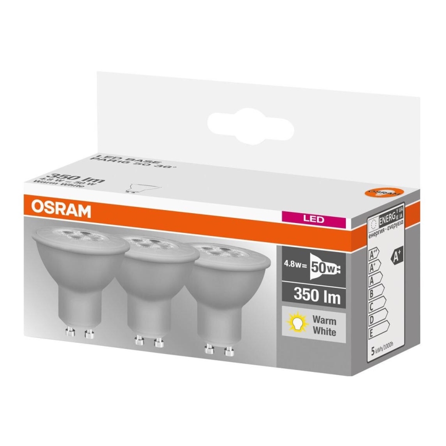 vervangen Beïnvloeden browser SET 3x LED Lamp BASE GU10/4,8W/230V 2700K - Osram | Lumimania