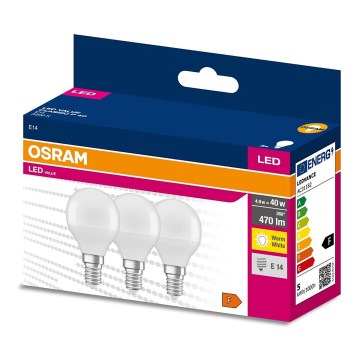 SET 3x LED Lamp P45 E14/4,9W/230V 3000K - Osram