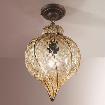 SIRU - Bevestigde hanglamp GOCCIA 1xE27/60W/230V diameter 25 cm beige/bruin Venetiaans glas