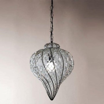 SIRU - Hanglamp aan een ketting GOCCIA 1xE27/60W/230V diameter 25 cm doorzichtig/bruin Venetiaans glas