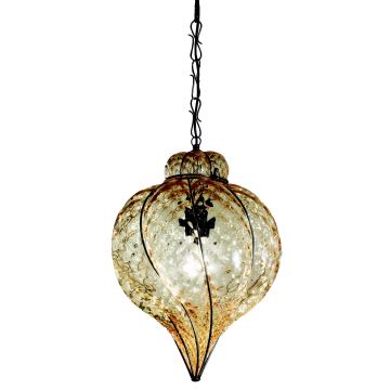 SIRU - Hanglamp aan een ketting GOCCIA 1xE27/60W/230V diameter 25 cm beige/bruin Venetiaans glas