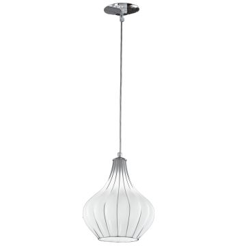 SIRU - Hanglamp aan een koord AURIGA 1xE14/40W/230V diameter 26 cm chroom/wit Venetiaans glas