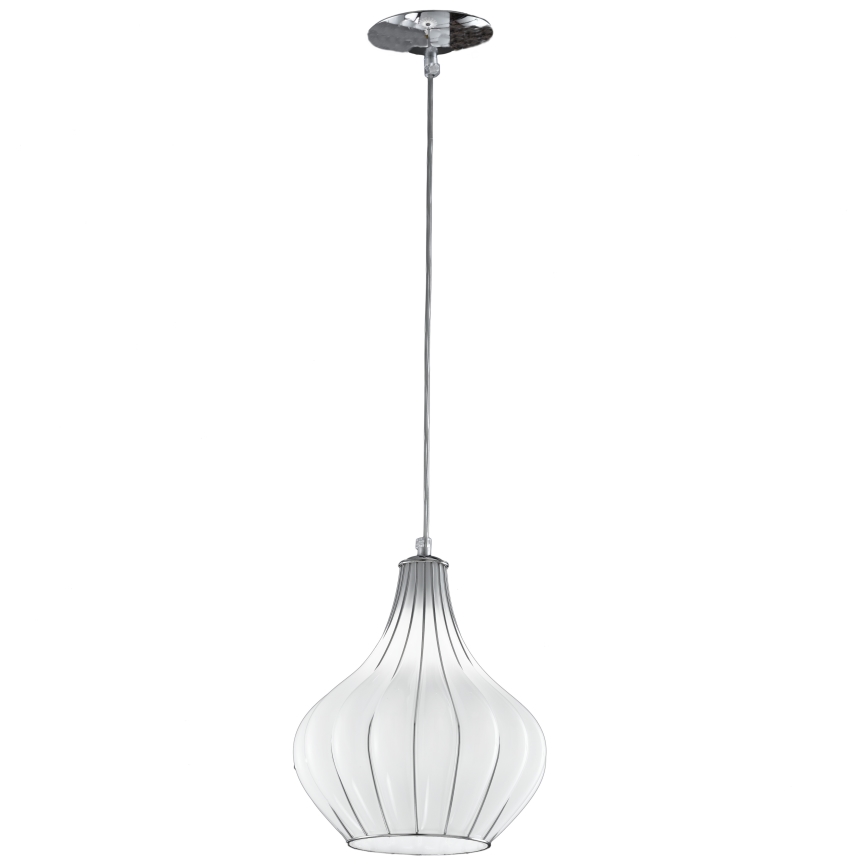 SIRU - Hanglamp aan een koord AURIGA 1xE14/40W/230V diameter 26 cm chroom/wit Venetiaans glas