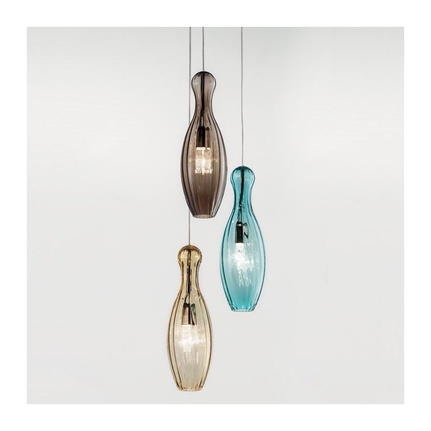 SIRU - Hanglamp aan een koord BIRILLO 3xE14/40W/230V bruin/turquoise/beige Venetiaans glas