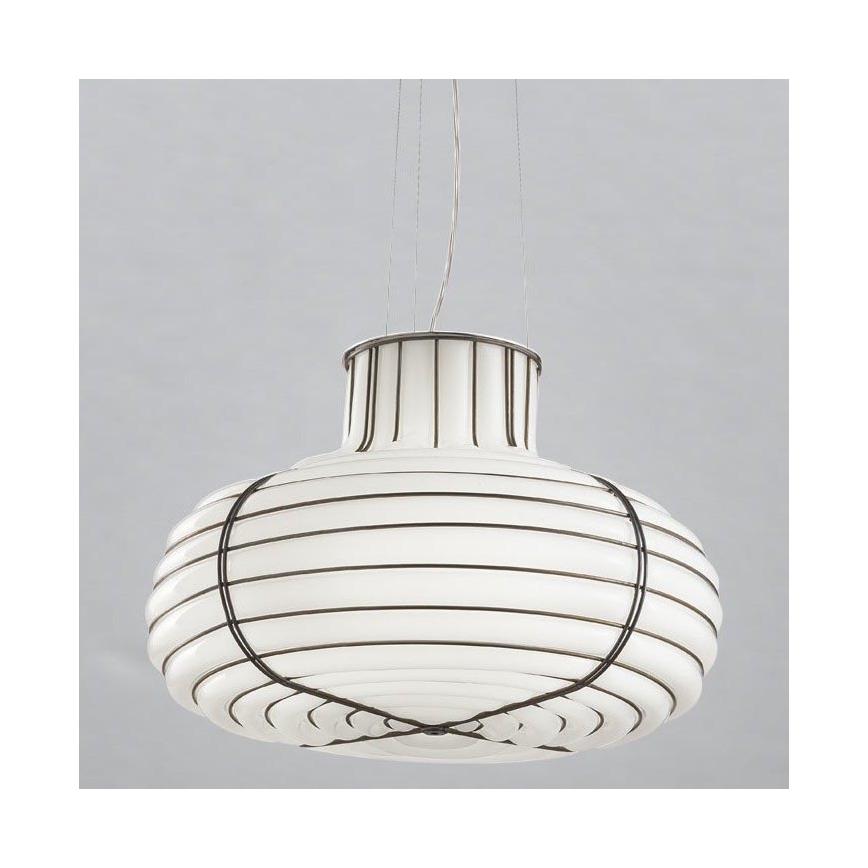 SIRU - Hanglamp aan een koord CHAPEAU 2xE14/40W/230V chroom/wit Venetiaans glas