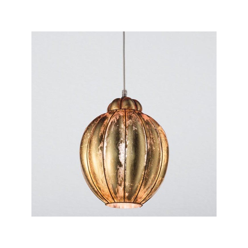 SIRU - Hanglamp aan een koord FOGLIA ORO 1xE27/60W/230V diameter 25 cm goud Venetiaans glas/goud