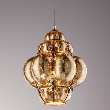 SIRU - Hanglamp aan een koord FOGLIA ORO 1xE27/60W/230V diameter 27 cm goud Venetiaans glas/goud