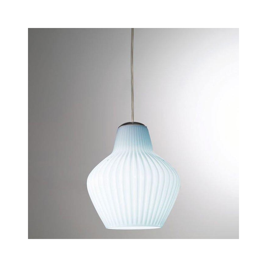 SIRU - Hanglamp aan een koord LONDON 1xE27/60W/230V blauw/glanzend chroom Venetiaans glas