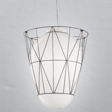 SIRU - Hanglamp aan een koord SEGNI 1xE27/60W/230V zwart/wit Venetiaans glas