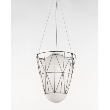 SIRU - Hanglamp aan een koord SEGNI 1xE27/60W/230V zwart/wit Venetiaans glas