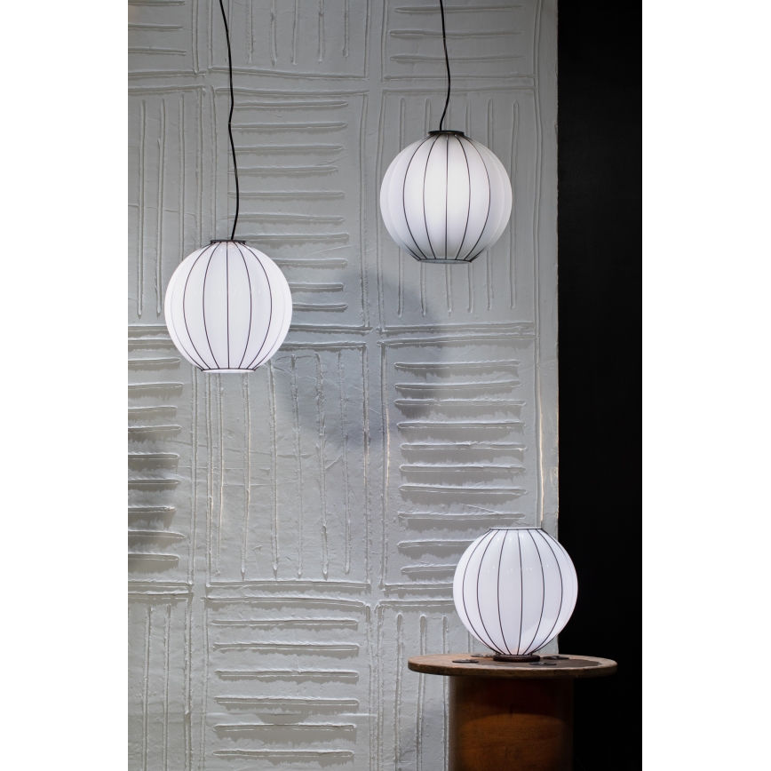 SIRU - Hanglamp aan een koord SFERA 1xE27/60W/230V diameter 32 cm zwart/wit Venetiaans glas