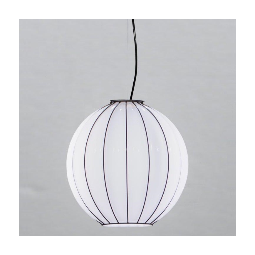 SIRU - Hanglamp aan een koord SFERA 1xE27/60W/230V diameter 42 cm zwart/wit Venetiaans glas