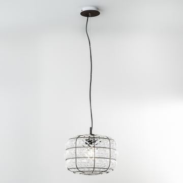 SIRU - Hanglamp aan een koord TERRA 1xE27/60W/230V zwart/doorzichtig Venetiaans glas