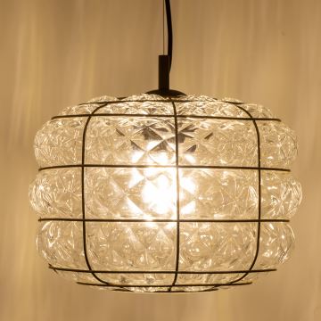 SIRU - Hanglamp aan een koord TERRA 1xE27/60W/230V zwart/doorzichtig Venetiaans glas