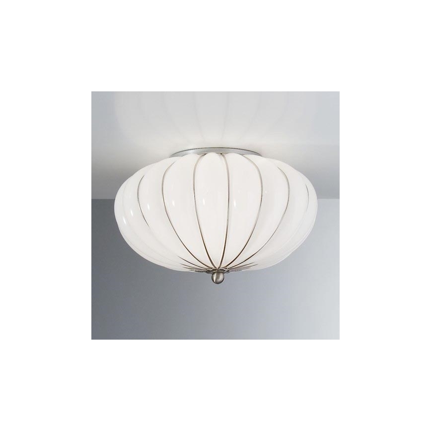 SIRU - Plafondlamp GIOVE 2xE14/40W/230V diameter 29 cm chroom/wit Venetiaans glas