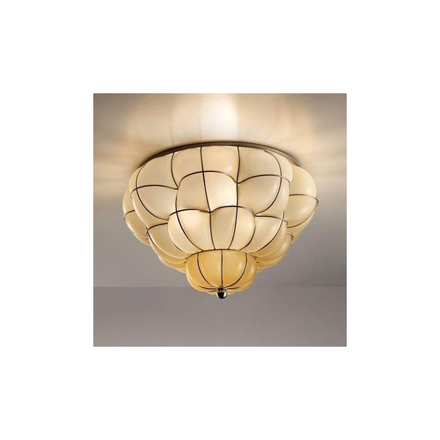 SIRU - Plafondlamp POUFF 3xE27/60W/230V chroom/beige Venetiaans glas