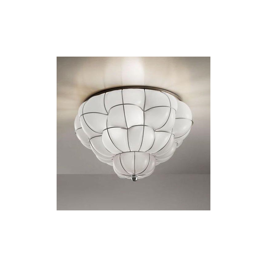 SIRU - Plafondlamp POUFF 3xE27/60W/230V chroom/wit Venetiaans glas