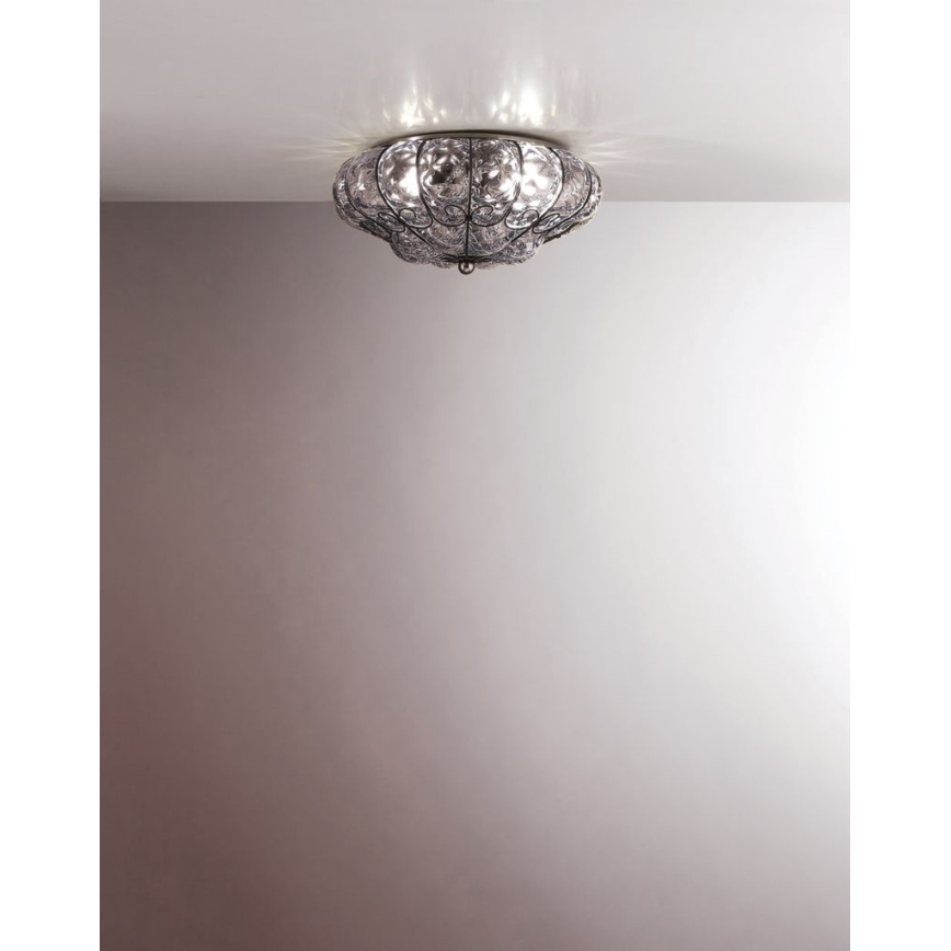 SIRU - Plafondlamp SOLE 3xE14/40W/230V diameter 31 cm doorzichtig/chroom Venetiaans glas