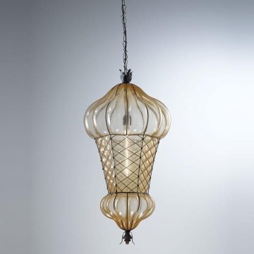 SIRU - Suspension chaîne BABÀ 1xE27/60W/230V d. 30 cm beige/marron Verre vénitien