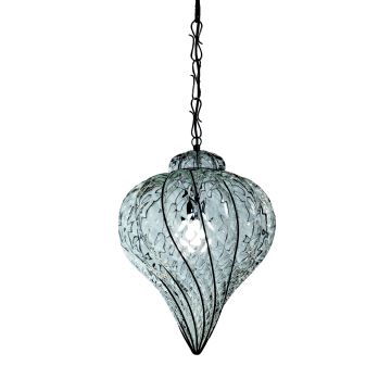 SIRU - Suspension chaîne GOCCIA 1xE27/60W/230V d. 25 cm transparent/marron Verre vénitien