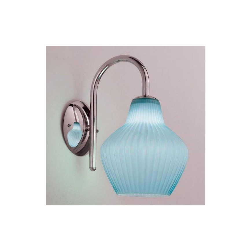 SIRU - Wandlamp LONDON 1xE27/60W/230V blauw/glanzend chroom Venetiaans glas