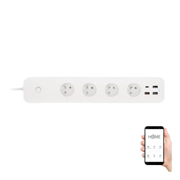 Smart extension kabel met schakelaar 1,5 m 4Z + 4xUSB Wi-Fi