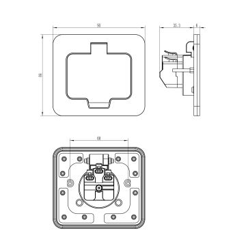 Buiten inbouw vloer socket IP55 hoekig