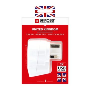 Reisstekker voor UK 230V + 2x USB poort