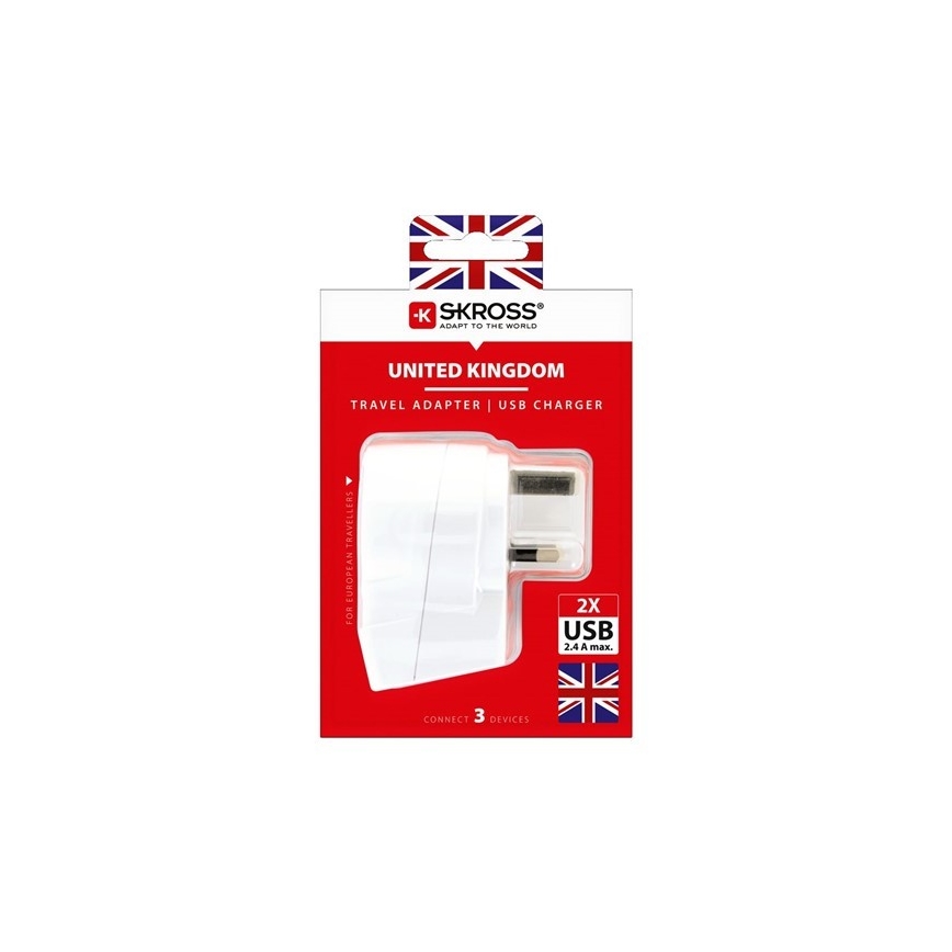 Reisstekker voor UK 230V + 2x USB poort