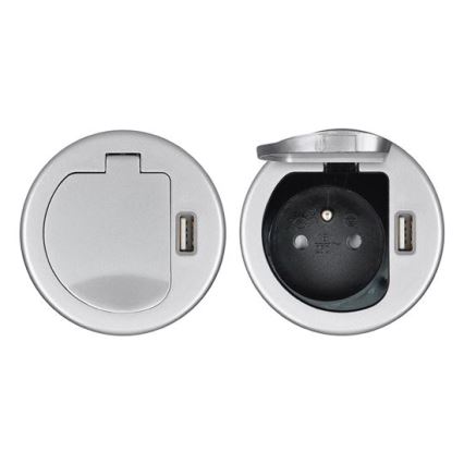 Inbouw USB stopcontact met deksel 230V
