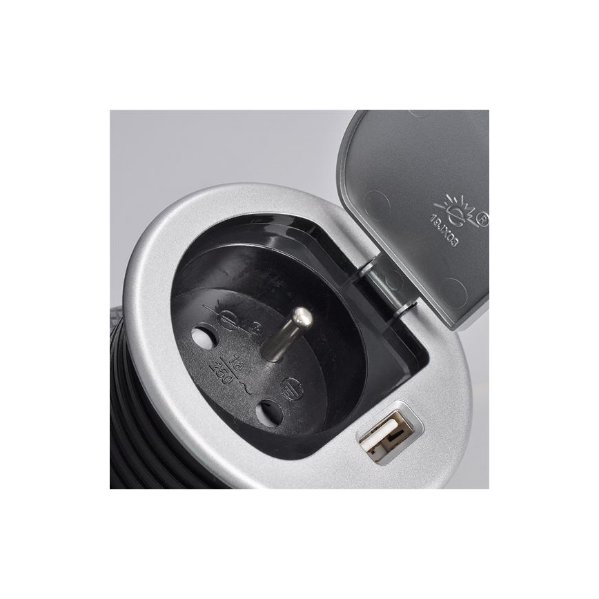 Inbouw USB stopcontact met deksel 230V