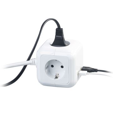 Rallonge cube 4x230V/2xUSB 5V 2m