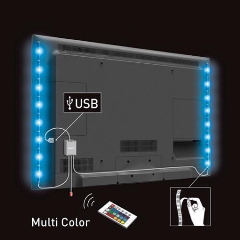 Bande LED - RGB - 1 mètre Incl Télécommande - connecteur USB